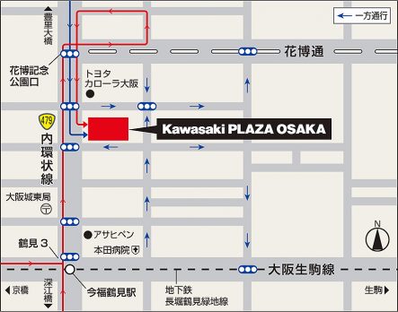 Kawasaki PLAZA 大阪 地図