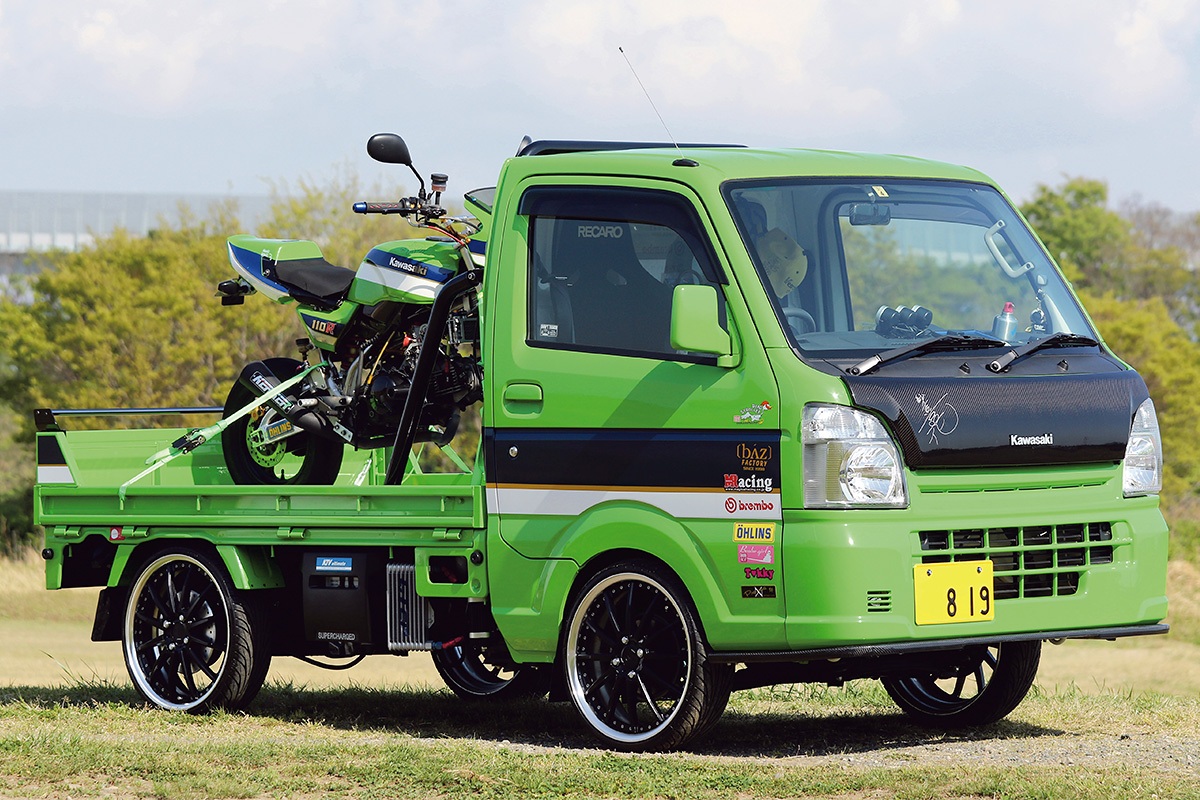 カワサキ魂が炸裂したライムグリーンのトランポ Suzuki Carry カワサキ特派員 カワサキイチバン