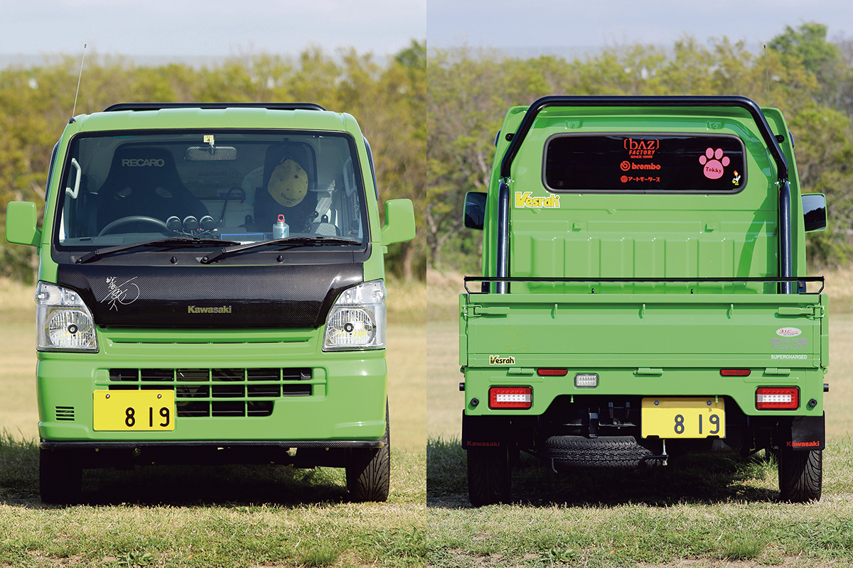 カワサキ魂が炸裂したライムグリーンのトランポ Suzuki Carry カワサキ特派員 カワサキイチバン