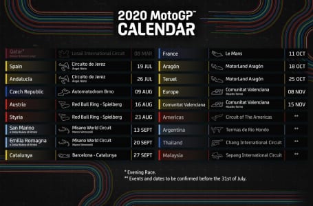 2020 MotoGP 改訂版カレンダー